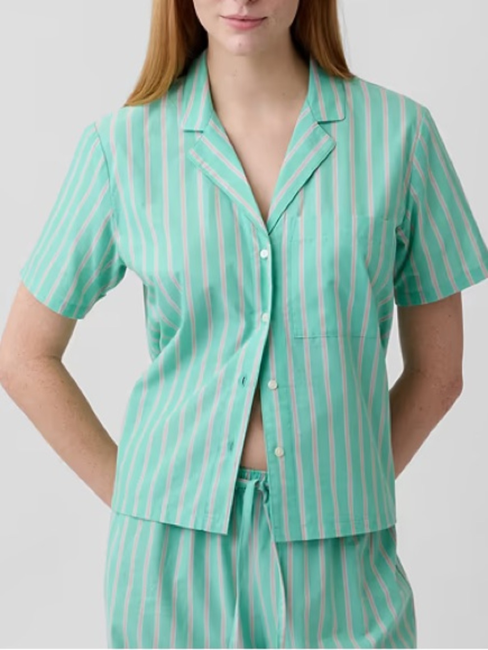 NWT Gap green and pink stripe pajama shirt